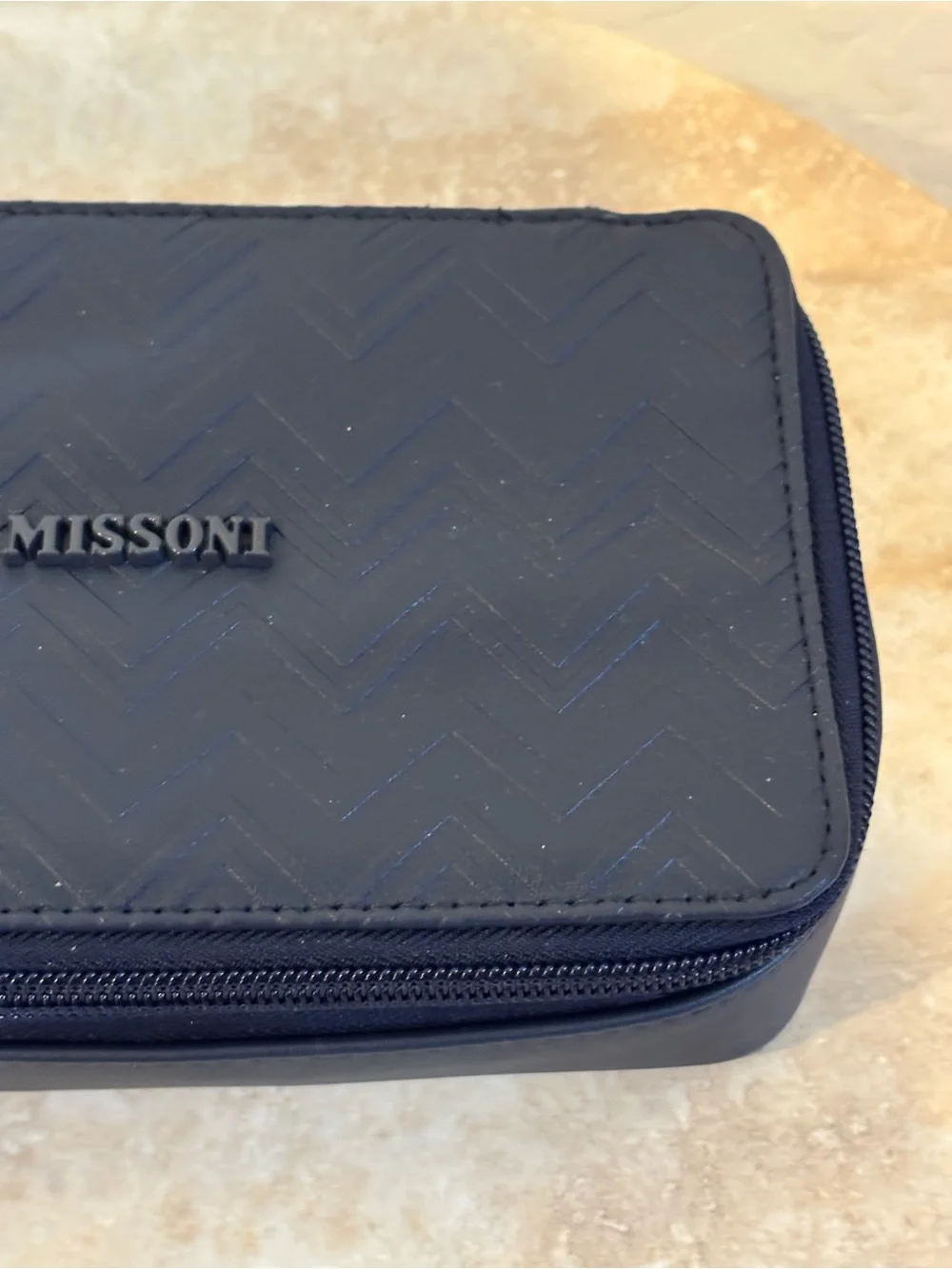 Missoni Navy Quilted Travel Zip Cosmetic Pouch